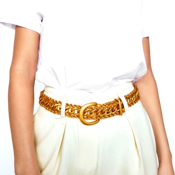 gold chain belt zara